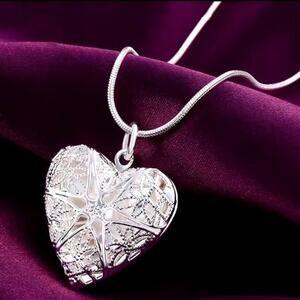925 Silver Chain Heart Locket Necklace Christmas Anniversary Birthday Gift  NEW!